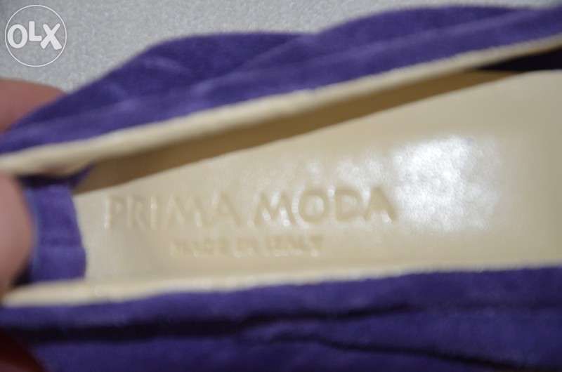 Prima Moda włoskie półbuty skóra rozmiar 38 fioletowe czółenka koturny