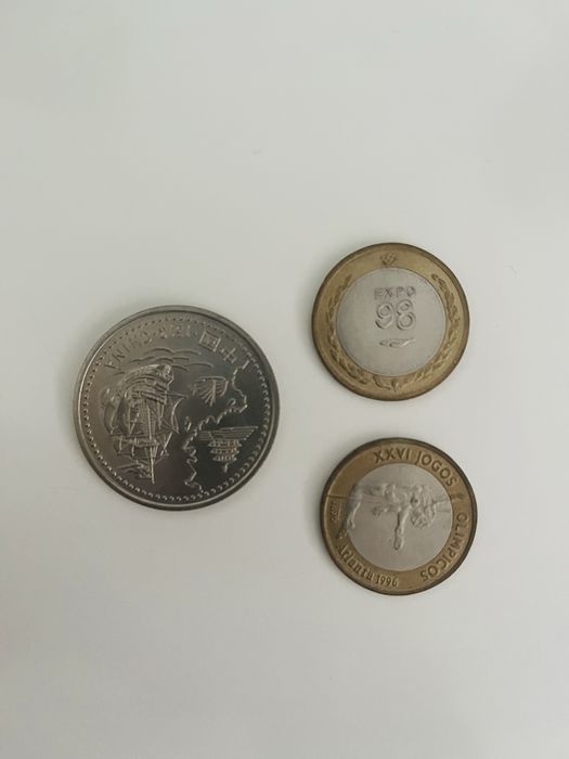 3 moedas comemorativas - 200 euros (Atalanta, China, Expo 98)