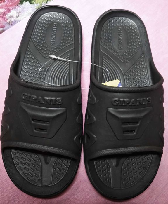 Капці чорні шльопанці тапки черные резиновые Шлепки 25.5см