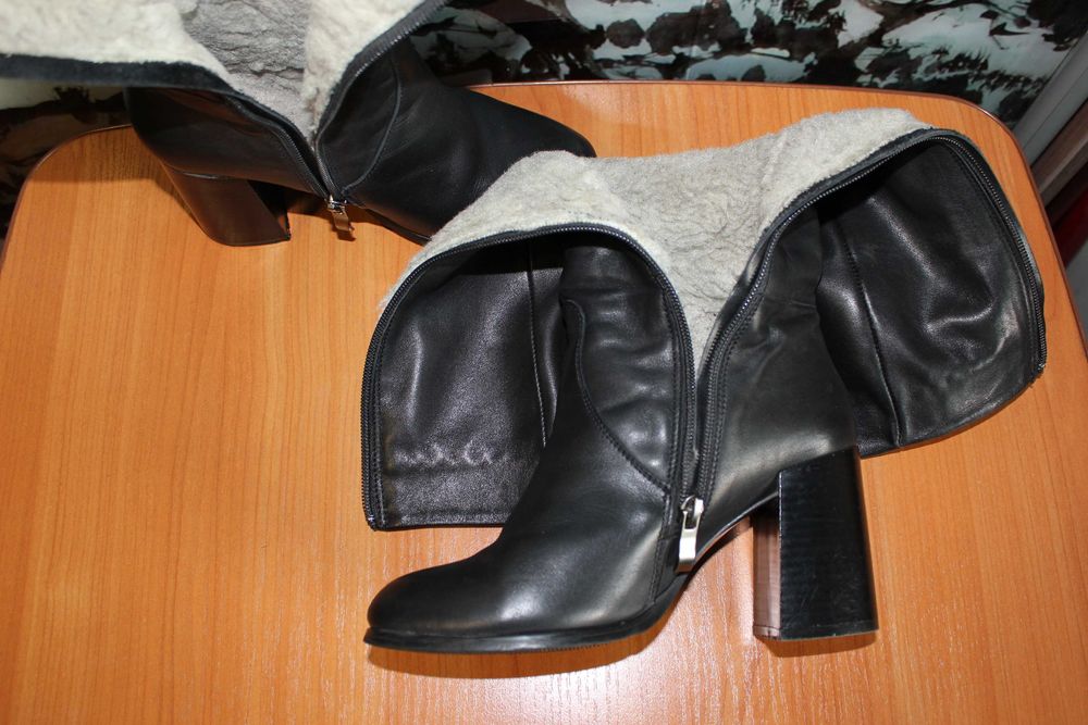 Сапоги кожаные зимние