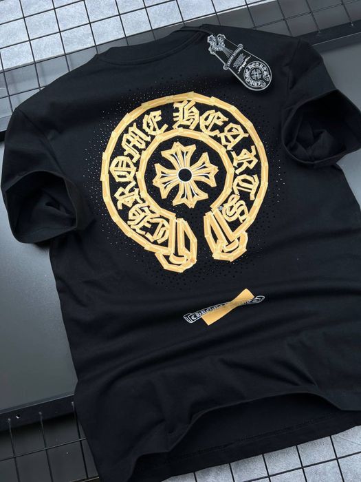 Футболка Chrome Hearts чорна чоловіча футболка хром хартс чорна