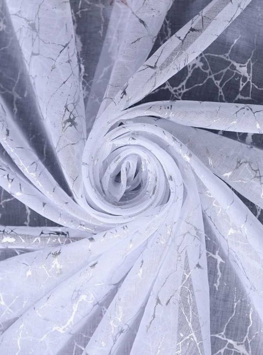 Тюль батист під льон з малюнком Geometria золото або срібло, на відріз