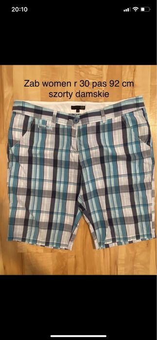 Zab 30 pas92cm damskie szorty krótkie spodenki bermudy białe w kratkę