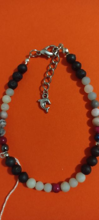 Bransoletka lawa, amazonit, jaspis