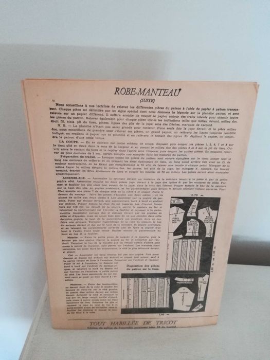 Vestuário vintage molde para confeção de Robe Manteau