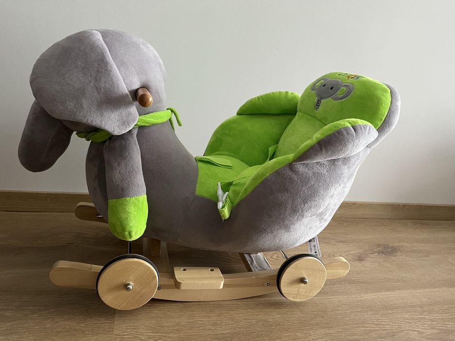 Bujak jeździk na biegunach pluszowy słoń pasy prezent chrzciny roczek