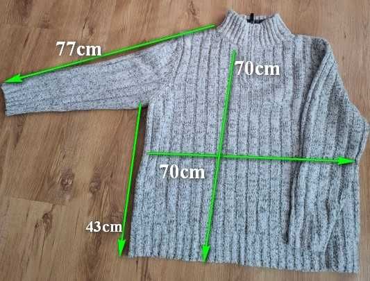 Sweter męski XXL - golf zapinany na zamek - obwód 140cm