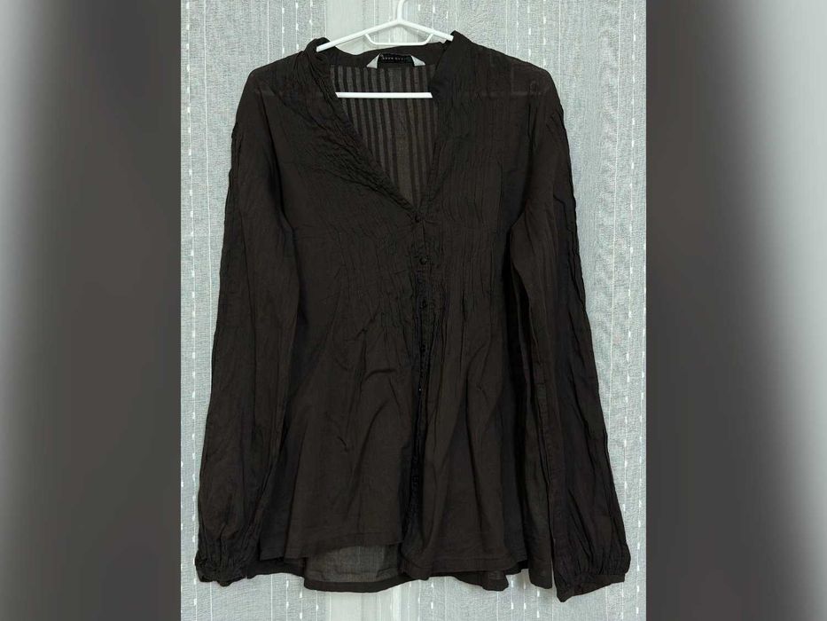 bluzka Zara brązowa bawełniana dekolt regular XL 42 14