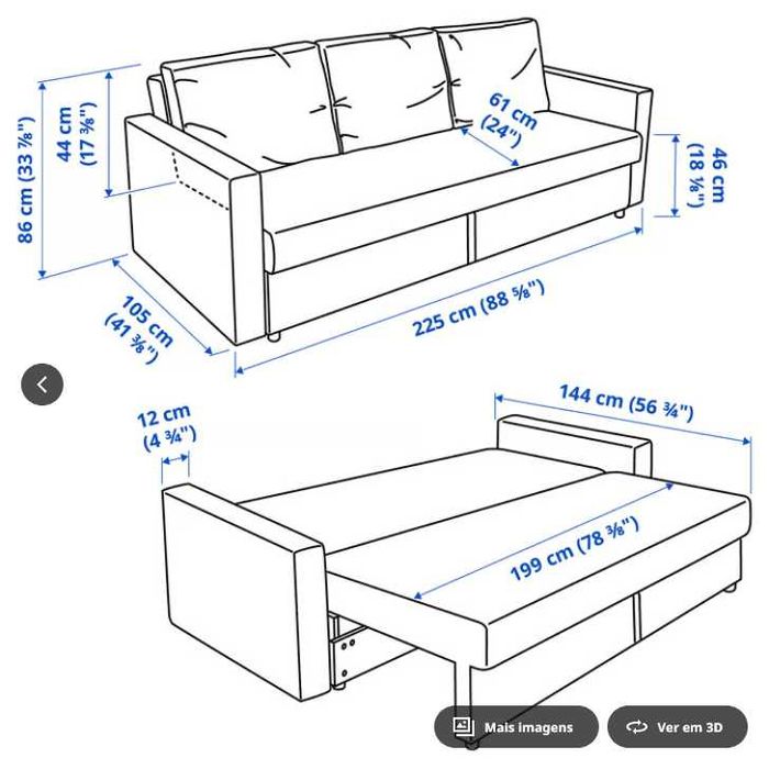 Sofa cama do Ikea. Friheten