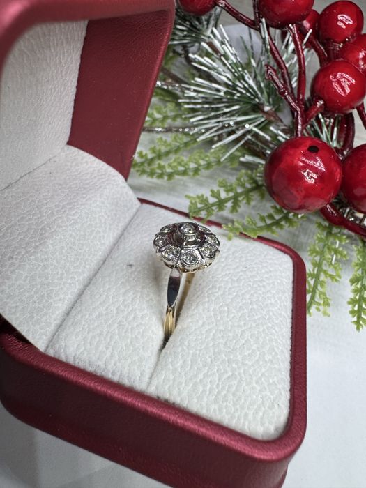 Золотое кольцо с бриллиантами малинка ссср 585