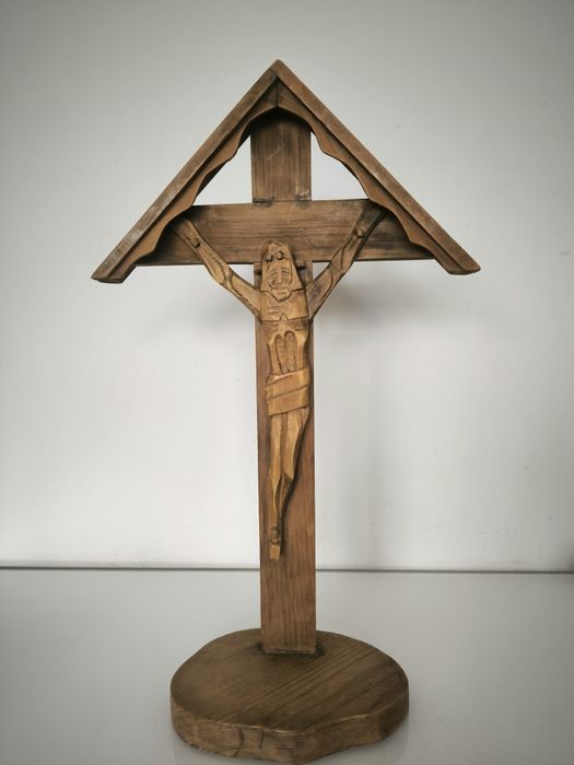 Cepelia Jezus Chrystus Rzeźba ludowa drewniana sygnowana B.Suska PRL