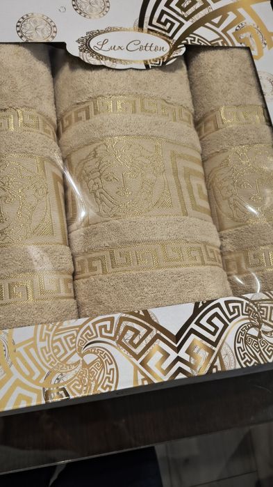 Ręczniki komplet 3częściowy bawełniane grecki wzór