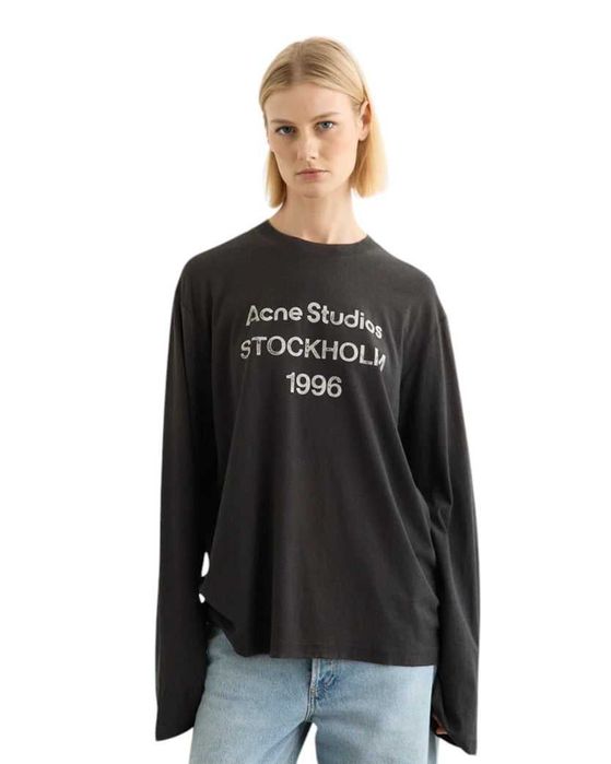 Лонгслів Acne Studios Stamp Logo Long Sleeve Deep Blue \ Olive Green \ Chocolate Brown \ Candy Pink \ Dusty White \ Faded Black