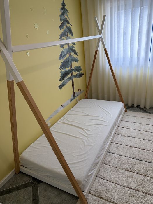 Cama tipi Mon Lit Cabane 90x190 cm com colchão