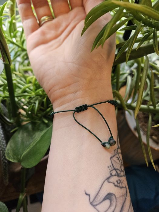 Bransoletka makrama handmade chalcedon kamień naturalny