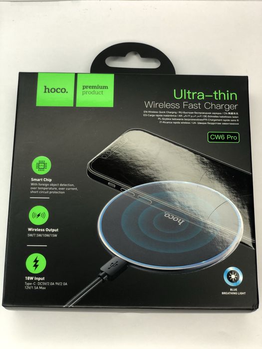 Ультратонка  бездротова зарядка Hoco CW6 Pro 15W: