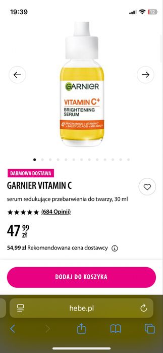 Garnier Vitamin C Serum na przebarwienia z witaminą C do twarzy twarz