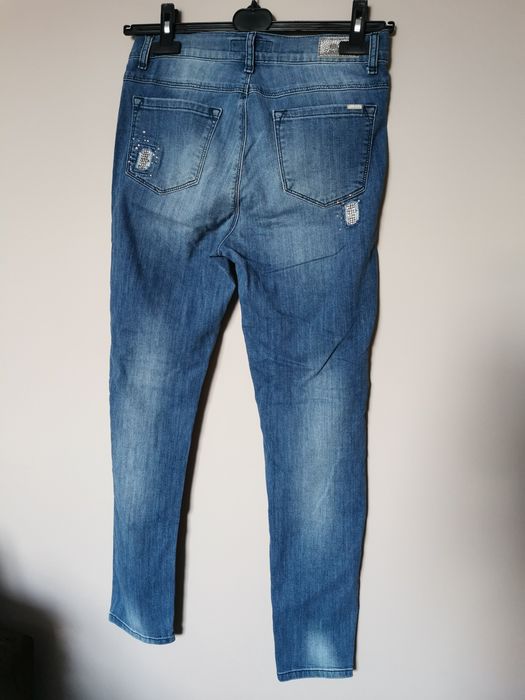 Jeansy dżinsy wysoki stan Angels kryształki skinny boho M L 38 40