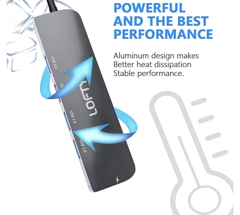 Hub C USB C 5 en 1, 4 USB 3.0 y 1 Puerto de Carga Tipo C a PD 5Gbps, M