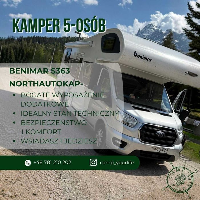 Kamper 5 osobowy| super wyposażenie| Beninar S363