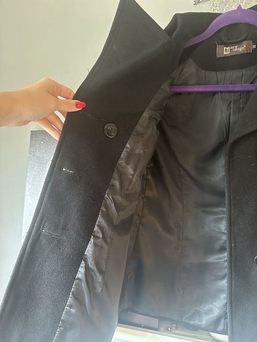 Kurtka marynarka krótki płaszcz czarny dwurzędowy new image 36