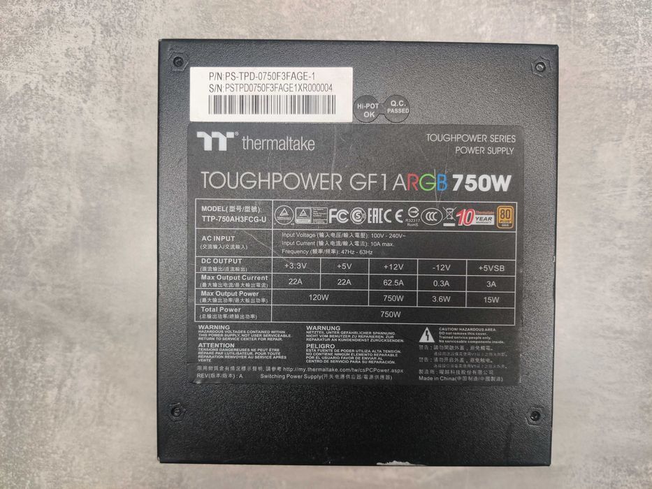 Thermaltake GF1 ARGB 750W Gold | Модульний преміум БЖ