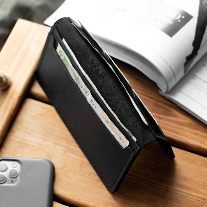 Мужское кожаное портмоне черное из натуральной кожи кошелек бумажник