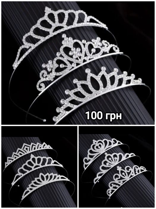 Діадеми, корони металеві, глітер, підложка,топери