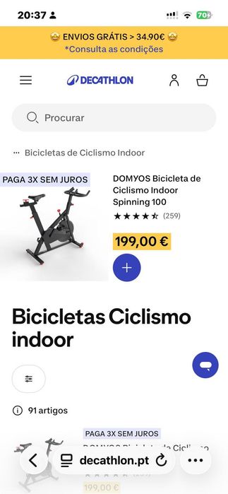 Bicicleta de Ciclismo Indoor DOMYOS Spinning 100