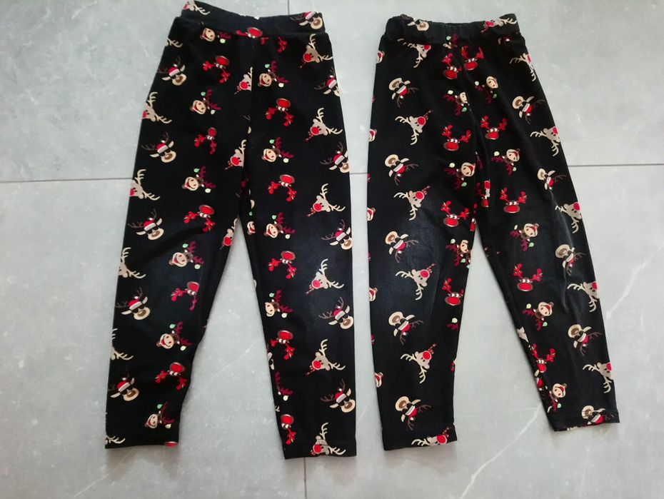 Leginsy, moraj, 2 szt, motyw świąteczny, rozmiar 98/104