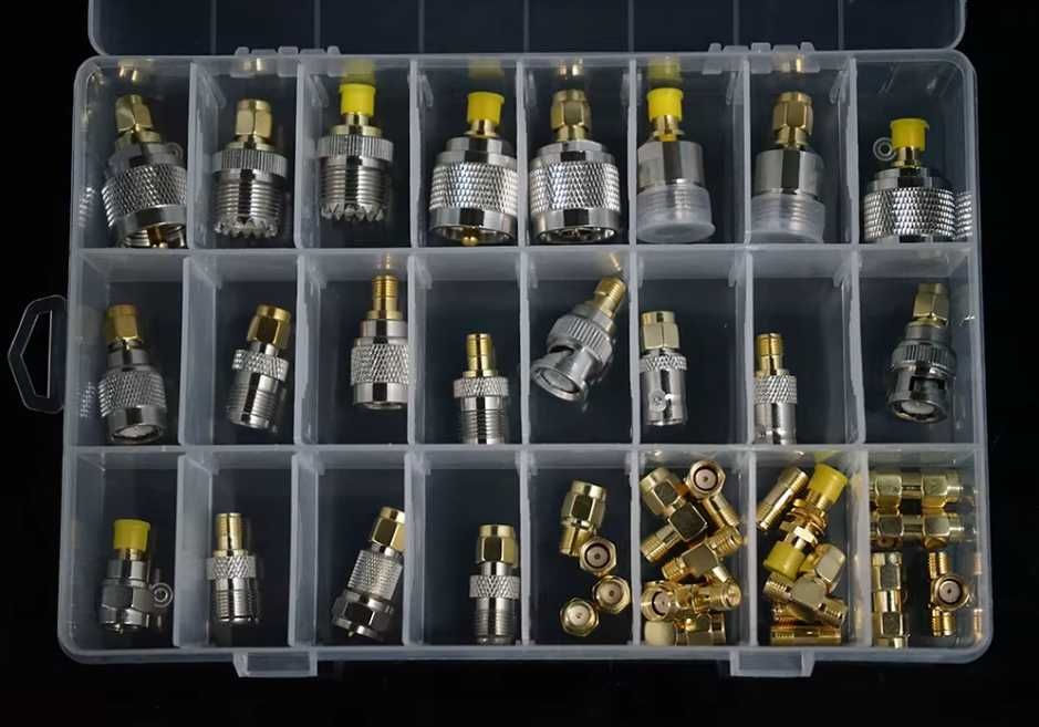 Різіні набори перехідників з SMA на RP-SMA, N, F, TNC, BNC, UHF