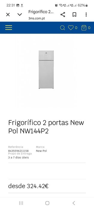 Frigorifico 2 portas c/congelador - NEW POL