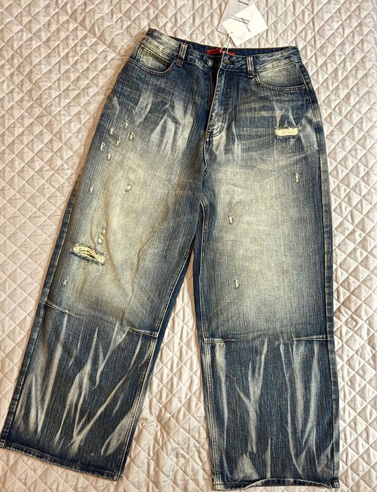 Джинси Jaded London archive y2k  Super Bleached Scuff XL Colossus Jeans in Blue 32