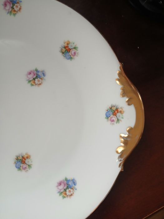 Bohemia piękna porcelanowa patera ze złoceniami