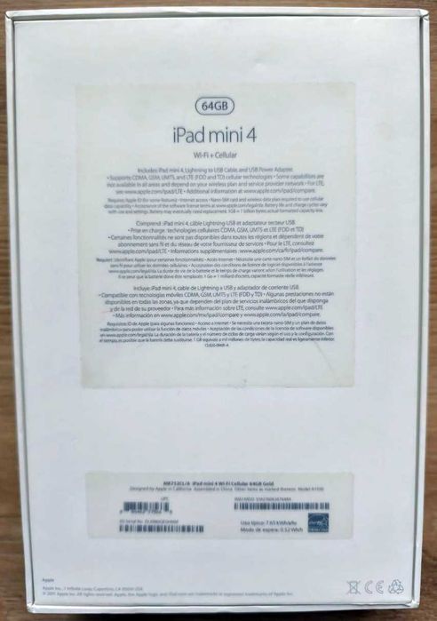 iPad mini 4 64GB Wi-Fi + 4G Gold Neverlock