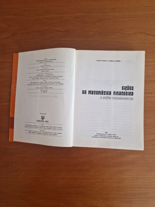 Livro did. "Lições de Matemática Financeira", C. Soares e Mig. Cadilhe