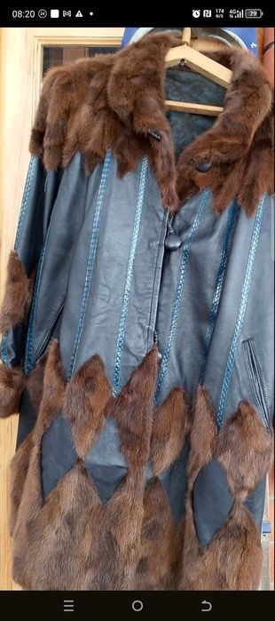 Шуба норкова зі шкірою