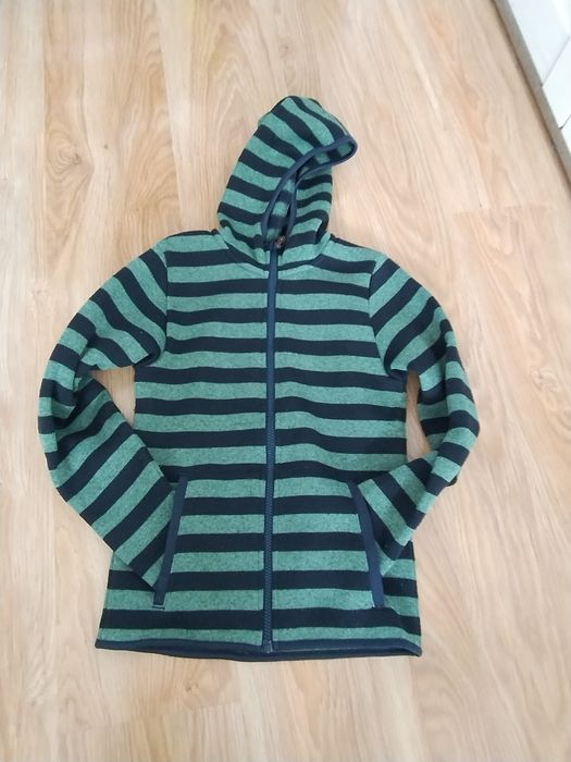 Bluza chłopięca z kapturem, paski, meszek, zamek 134/140 HM