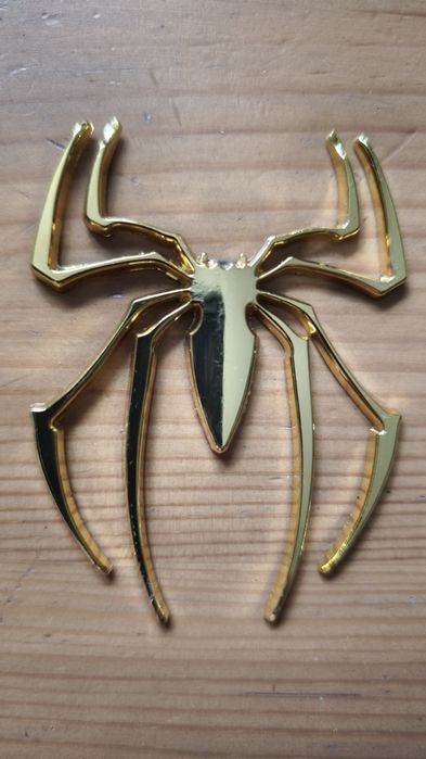 Metalowe logo Spider man złote pająk venom element tuningowy detailing owy ozdoba samoprzylepna na auto rower motor mebel lodówkę szybę lustro