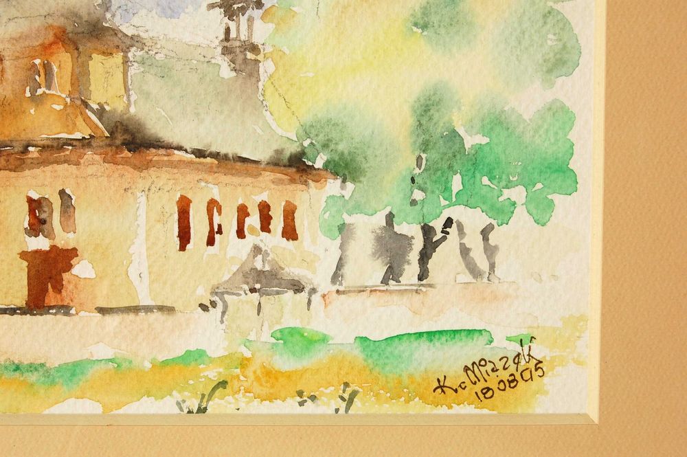 Krzysztof Miazek, architektura drewniana, cerkiew, akwarela