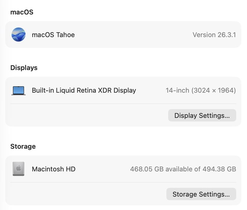 MacBook Pro 14’ 2021 32GB RAM 512GB SSD