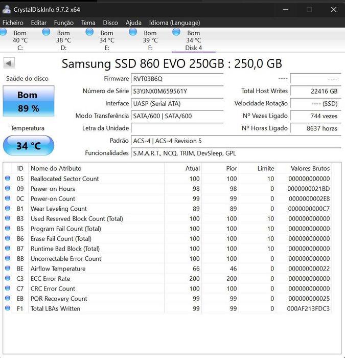 SSD 256 SATA 2,5 Samsung EVO
