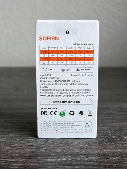 SOFIRN ST10 Ліхтар Універсальний (1000 Люмен - 144 Метри - АКБ USB-C)