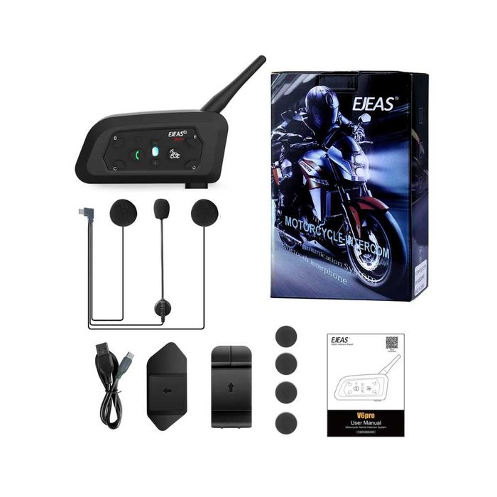 Intercomunicador Bluetooth EJEAS V6 Pro+ – Capacete Moto – IP67