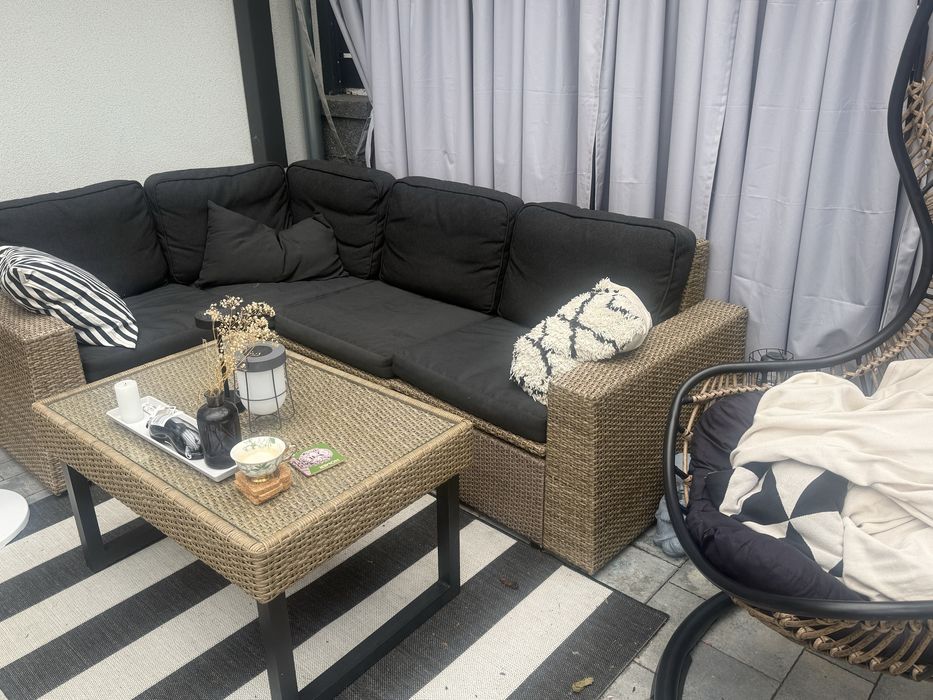 Ikea solleron zestaw ogrodowy wypoczynek - stolik i  naroznik technorattan