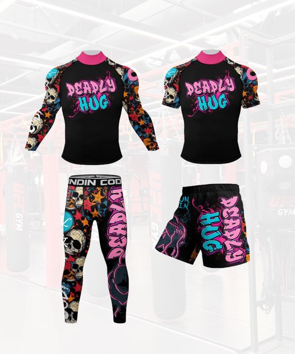 Комплект 4 в 1 рашгард, футболка, шорты, леггинсы.