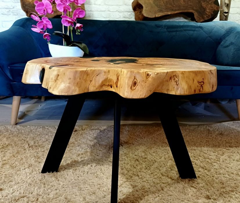 Stolik kawowy 67x50cm live edge plaster drewna loft