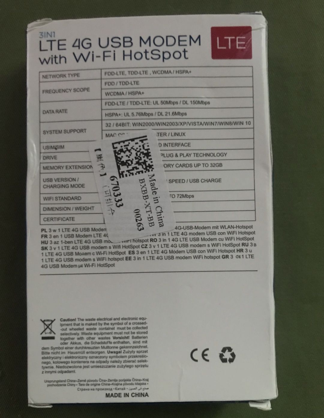 4G USB LTE модем WiFi роутер под все карты для ноутбука и телефо 150mb ...