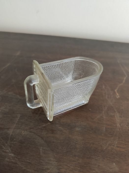 Stara szklana szufladka do kredensu, napis HEYE  SCHAUENSTEIN Vintage