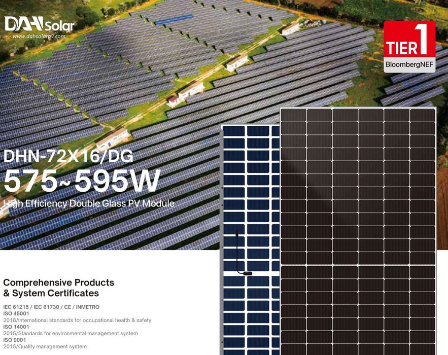 Panel Fotowoltaiczny DAH Solar 595W Bifacial Silver -329 zł z VAT!!!